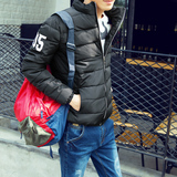 2015冬装新款男士棉衣外套修身韩版青少年棉服男立领加厚短款棉袄