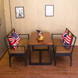 美式铁艺做旧咖啡厅餐桌椅复古酒吧桌椅休闲吧卡座沙发桌椅组合