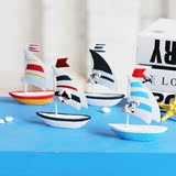 新款迷你铁艺小小帆船模型摆件创意居家儿童房幼儿园桌面摆设装饰