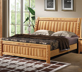 中式卧室实木床1.8米双人床1.5米单人床橡木雕花家具现代双人婚床