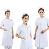 全套护士服夏装半袖美容服 护士服+护士帽+护士裤 白色 粉色 蓝色