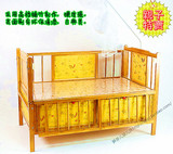 小铃马高档楠竹婴儿床 环保清漆儿童床 双门带摇篮 比实木更坚固!