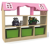 玩具柜 早教幼儿园儿童储物架收纳架樟子松分类柜小房造型玩具架