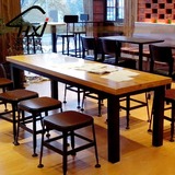 简约现代西餐厅咖啡馆实木长桌椅组合星巴克桌椅会议办公室书桌