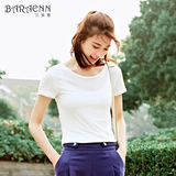 BARAENN2016夏季新款韩版百搭纯色修身显瘦圆领T恤女休闲短袖上衣