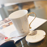 十二星座情侣杯子 简约创意陶瓷马克杯带盖勺办公室咖啡牛奶水杯