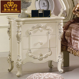 欧式床头柜 卧室储物柜 白色香槟金雕花床头柜 实木新古典床头柜