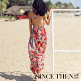原创设计女装裙子 热带海岛度假长裙沙滩裙 完美性感大露背连衣裙