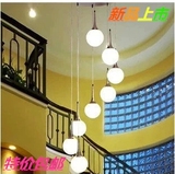 现代LED吊灯复式楼梯灯 长吊灯创意三头六头八头圆球餐厅旋转灯具
