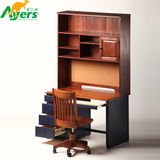 爱尔森儿童实木家具美式高端松木书桌电脑桌台抽屉桌椅子写字桌