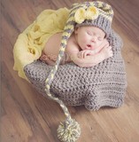 新款儿童摄影服装 新生儿拍照帽子 满月百天宝宝照相毛线造型帽