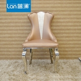 蓝澜 欧式餐椅咖啡厅休闲靠背售楼处洽谈桌椅 创意不锈钢时尚椅子