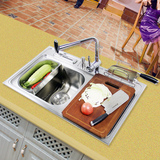 欧美畅销款 多功能厨房不锈钢洗菜盆 佳宝路水槽 带刀架双槽4025B