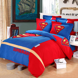 全棉加厚磨毛卡通黑暗骑士蝙蝠侠超人美国队长四件套床上用品秋冬