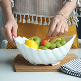 典得纯白陶瓷水果蔬菜沙拉碗汤碗甜品水果碗凉拌简约创意叶子形碗