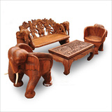 泰国工艺品木雕象 实木大象凳子 东南亚家居靠椅 换鞋凳象家具