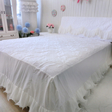 高档新款床盖被套四件套韩式纯白色蕾丝边绗缝床罩三件套奢华品牌