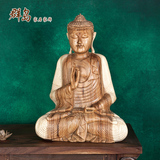 特价实木雕刻释迦摩尼佛像摆件东南亚家居饰品纯手工木雕桌面摆件
