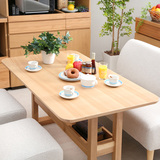 北欧小户型吃饭桌原木色实木日式餐桌现代简约长方形圆角桌四人座