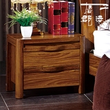 橘子郡港新中式乌金木色 储物柜简约卧室实木床头柜品牌家具特价