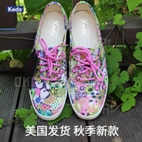美国正品代购 keds新款低帮女鞋 泰勒卡通植物花卉图案休闲帆布鞋