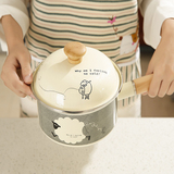 韩式单柄牛奶锅 搪瓷锅汤锅宝宝煮牛奶煮粥小锅 电磁炉不粘炖锅