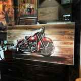 酒吧装饰画 复古摩托车咖啡厅墙上装饰实木板画网吧创意个性挂画