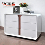 VVG 2016新款白色简约高档钢琴烤漆三斗柜子现代风格收纳柜储物柜