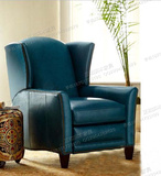 新古典美式欧式高背椅 真皮仿皮PU皮休闲椅 单人沙发 皮艺皮沙发