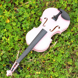 初学者成人儿童纯实木练习手工小提琴粉色仿古色全套配置