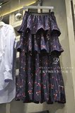 韩国东大门代购 2016春秋新款女装复古印花束腰半身长裙蛋糕裙