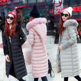 棉衣女中长款修身加厚2015韩版冬装新款学生大码连帽过膝棉服外套