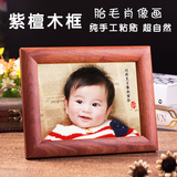 新生儿宝宝肖像精品紫檀木摆台胎毛胎发画婴儿纪念品定制特价包邮