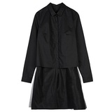 圣迪奥专柜正品2016新款春装长袖酷感纯黑拼接长袖衬衫S16180541