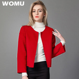 2016春装新款女装双面羊绒大衣短款呢子外套女红纯色毛呢羊毛大衣