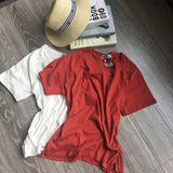 2016夏季新款韩版圆领宽松显瘦短袖T恤女后背破洞五分袖字母体恤