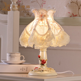 梵古 儿童房台灯女孩卧室床头灯可爱欧式公主可爱蕾丝小台灯