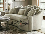美式整装乡村田园风格高档棉麻布艺三人沙发欧式客厅实木家具定制
