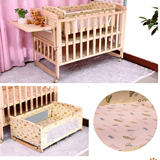 新生婴儿童宝宝游戏床实木多功能无漆书桌摇篮可与大床合并送蚊帐
