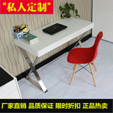 白色钢琴烤漆电脑桌现代简约办公桌家用简易写字台X架书桌可定制