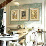 挂画美式背景墙画三幅客厅沙发墙壁画玄光壁画欧式美式欧美装饰画