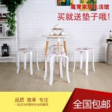 欧式烤漆白色实木圆凳时尚餐椅餐桌凳换鞋凳沙发凳家用折叠木凳子