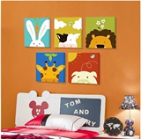 动物卡通儿童房创意组合装饰无框画现代简约卧室床头背景墙挂壁画