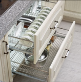cn橱柜厨房加力型 不锈钢吊柜升降阻尼拉篮 上柜双缓冲升降机