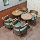 休闲咖啡椅西餐厅桌椅实木围椅美式复古桌椅茶几连锁店批发订制