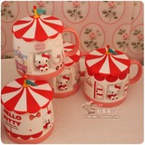Hello Kitty 可爱卡通陶瓷马克杯创意城堡杯子带盖水杯早餐礼品杯