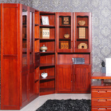 海棠木实木书柜组合 现代中式风转角书柜双门书柜