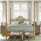 美式新古典家具定制 实木床布艺双人床/柱节柱子床 1.8米1.5婚床