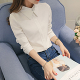 Q．C．T2016春季新款韩版女装白色修身显瘦长袖休闲百搭衬衫上衣