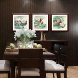 李晓明作品中式现代画沙发黄背景墙挂画壁画四联客厅餐厅装饰画